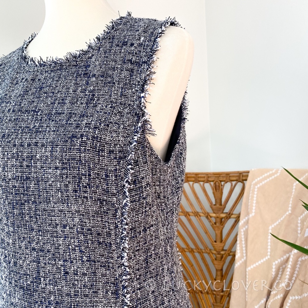 Banana Republic | Blue Sleeveless Tweed Dress 14